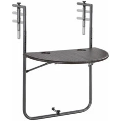 Tavolino Pieghevole Balcone Tavolo Ringhiera Metallo E Polyrattan 60x64 Marrone