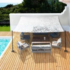 Velo D'ombra Rettangolare Design Mimetico 4x6 M Bianco