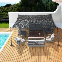 Velo D'ombra Rettangolare Design Mimetico 3x4 M Grigio