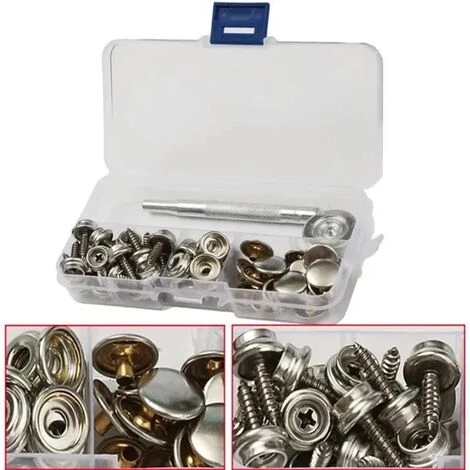 None Bottone A Pressione Presa Vite Chiodo Tela Fissaggio Tendalino Barca 60 Pezzi - immagine 2