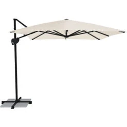 Ombrellone 3x4 M Giardino Braccio Retrattile Per Esterni Piscina Gazebo Terrazze Bar Hotel In Acciaio Inossidabile Braccio Rotabile 360° Telo 250 G/m2 Impermeabile Resistente Ai Raggi UV Panna