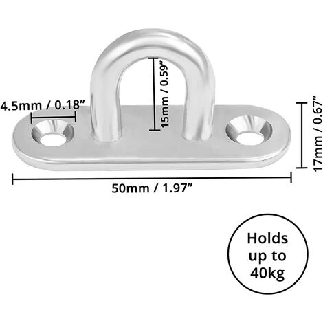 8 Pezzi Piastre Per Occhielli In Acciaio Inox Gancio Da Muro Piastra Con Occhiello M5 Con Viti Per Amaca Yoga Parasole - immagine 2