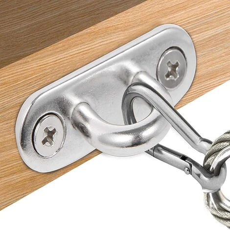 8 Pezzi Piastre Per Occhielli In Acciaio Inox Gancio Da Muro Piastra Con Occhiello M5 Con Viti Per Amaca Yoga Parasole - immagine 3
