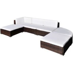 Set Divani Da Giardino 6 Pz Con Cuscini In Polyrattan Marrone VidaXL