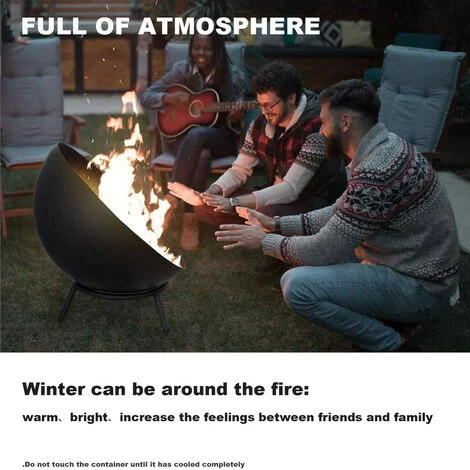 Firepot, Camino Esterno, Riscaldamento In Ghisa, Pozzo Del Fuoco, Terrazza Giardino, Ciotola Del Fuoco, Camino Giardino Esterno, Nero 60 X 31 Cm - immagine 2