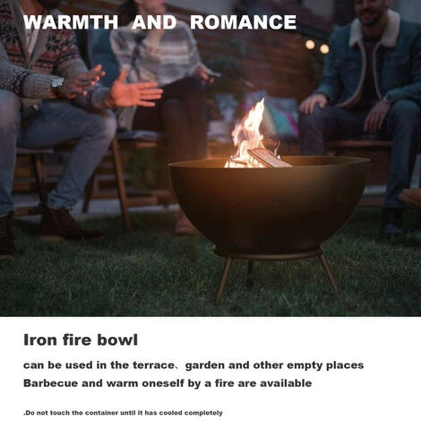 Firepot, Camino Esterno, Riscaldamento In Ghisa, Pozzo Del Fuoco, Terrazza Giardino, Ciotola Del Fuoco, Camino Giardino Esterno, Nero 60 X 31 Cm - immagine 3