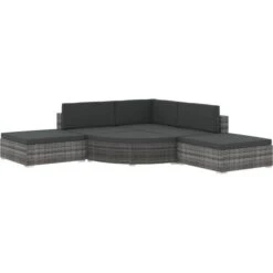 Set Divani Da Giardino 6 Pz Con Cuscini In Polyrattan Grigio VidaXL