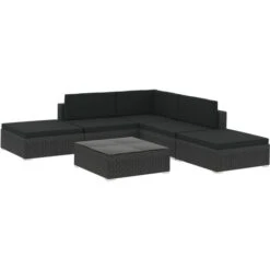 Set Divani Da Giardino 6 Pz Con Cuscini In Polyrattan Nero VidaXL