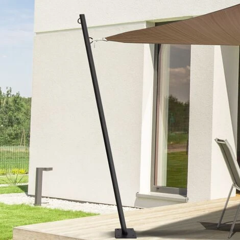 Set Di 2 Pali Per Vele Ombreggianti H.220 CM Con Pali E Basi In Acciaio