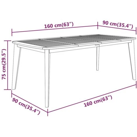 Tavolo Da Giardino 160x90x75 Cm Legno Massello Di Acacia VidaXL - immagine 5