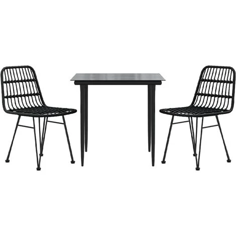 Set Da Pranzo Da Giardino 3 Pz Nero In Polyrattan VidaXL