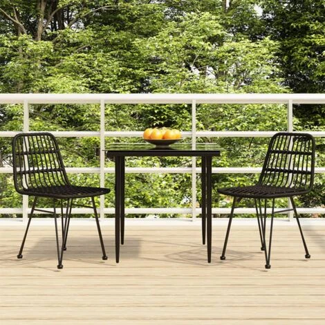 Set Da Pranzo Da Giardino 3 Pz Nero In Polyrattan VidaXL - immagine 2