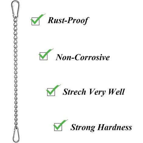 Catena Per Sedia Sospesa, Catena Con Due Moschettoni, Ganci Per Altalena Hardware Per Sedia, Catena Per Sedia Sospesa In Acciaio Inossidabile Da 66 Cm Con Due Moschettoni Per Sedia Sospesa Per Interni - immagine 2