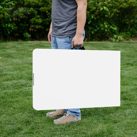 Tavolo Portatile Pieghevole, Tavolo Trasportabile, 180 X 74 Cm, Bianco, Pieghevole A Metà , Materiale: HDPE - immagine 4