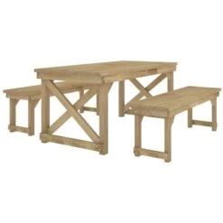 Set Da Pranzo Per Giardino 3 Pz In Legno Di Pino Impregnato VidaXL