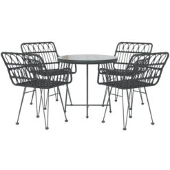 Set Da Pranzo Da Giardino 5 Pz Nero In Polyrattan VidaXL