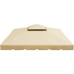 Outsunny Tettuccio Di Ricambio Per Gazebo Da Giardino Con Tetto A 2 Livelli, Copertura In Poliestere Per Gazebo Da 3x3m, Beige