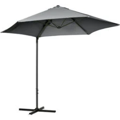 Outsunny Ombrellone Da Giardino Con Inclinazione Regolabile, Rotazione A 360° E Tettuccio In Poliestere, Φ256 X 245 Cm