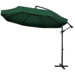 Outsunny Ombrellone Da Giardino A 8 Stecche Con Tettuccio In Poliestere E Rete Protettiva, 295x295x240 Cm, Verde E Nero