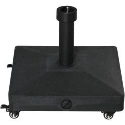 Outsunny Base Per Ombrellone Con Ruote Riempibile Fino A 20kg, Basamento In HDPE Per Pali Da Ø38-48mm, 45x45x39cm, Nero