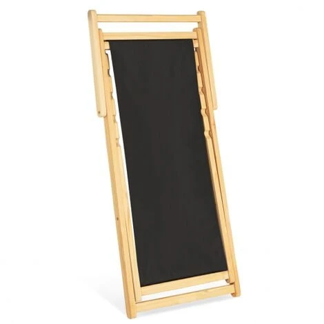 Set Di 2 Lettini Pieghevoli Chilienne Legno Tela Nero - immagine 5