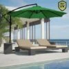 Ombrellone Giardino Decentrato 3x3 Mt Verde Palo Alluminio Gazebo Piscina