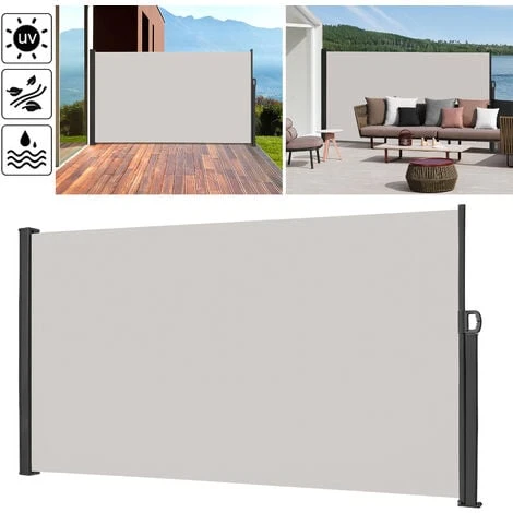 Pannelli Divisori Tenda Da Sole Laterale Allungabile, 180 X 300 Cm, Per Balcone, Terrazza, Giardino, Esterni, Colore Grigio HENGMEI