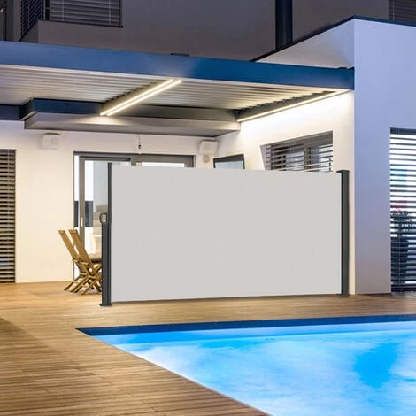 Pannelli Divisori Tenda Da Sole Laterale Allungabile, 180 X 300 Cm, Per Balcone, Terrazza, Giardino, Esterni, Colore Grigio HENGMEI - immagine 4