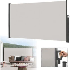 Pannelli Divisori Tenda Da Sole Laterale Allungabile, 200 X 300 Cm, Per Balcone, Terrazza, Giardino, Esterni, Colore Grigio HENGMEI