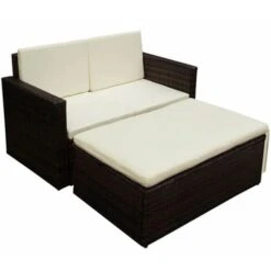 VIDAXL Set Divani Da Giardino 2 Pz Con Cuscini In Polyrattan Marrone