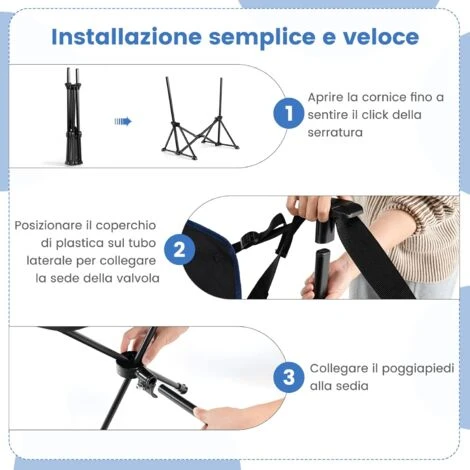 GOPLUS Sedia A Dondolo Da Esterno, Con Poggiapiedi Retrattile, Poggiatesta, Porta Bicchieri E Borsa Da Trasporto, Design Pieghevole Portatile Per Campeggio (Nero) - immagine 4