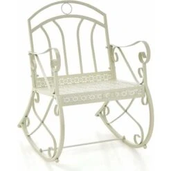 COSTWAY Sedia A Dondolo Da Patio, Seduta A Dondolo In Metallo Per Esterni Con Schienale E Braccioli Ergonomici, Struttura In Metallo, Elegante Sedia A Dondolo Per Giardino, Piscina, Balcone, Bianco