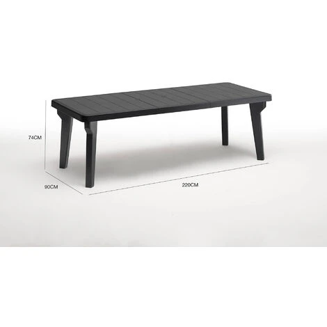 Dmora Tavolo Da Esterno Mercurio, Tavolo Rettangolare, Tavolo Allungabile Da Giardino O Da Bar, 100% Made In Italy, Cm 160-220x90h74, Antracite - immagine 3
