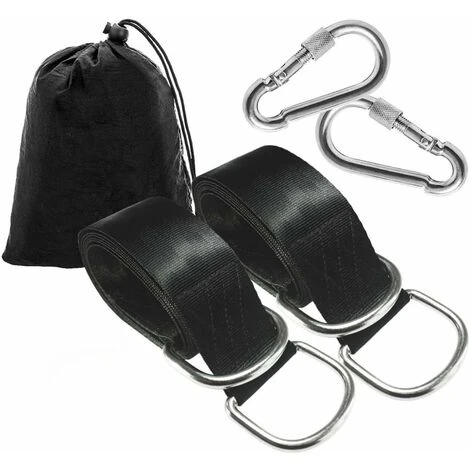 Suite Altalena Albero Kit Di Sospensione Con Due Moschettoni In Lega Di Zinco Nero 1 Set - immagine 3