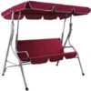 Dondolo Da Giardino 3 Posti Altalena Esterno Acciaio + Tettuccio Rosso Bordeaux