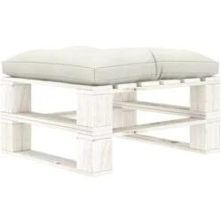 Hommoo Pouf Da Giardino Su Pallet Con Cuscino Beige In Legno
