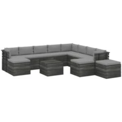 Hommoo Set Divani Da Giardino Pallet 12 Pz Con Cuscini Massello Pino
