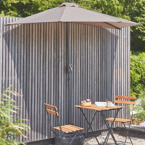 Ombrellone Da Balcone Ø250cm - CALVI - Mezzo Ombrellone Dritto, Palo In Alluminio Con Manovella, Telo Bruno/talpa - immagine 2