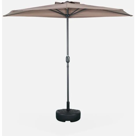 Ombrellone Da Balcone Ø250cm - CALVI - Mezzo Ombrellone Dritto, Palo In Alluminio Con Manovella, Telo Bruno/talpa - immagine 3