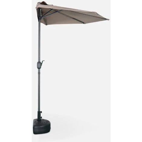 Ombrellone Da Balcone Ø250cm - CALVI - Mezzo Ombrellone Dritto, Palo In Alluminio Con Manovella, Telo Bruno/talpa - immagine 4