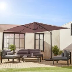 Ombrellone Decentrato Rettangolare 3x4m - Wimereux - Bruno- Ombrellone Decentrato Inclinabile E Ruotabile Di 360°.