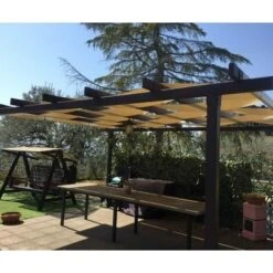 TENDAGGIMANIA® Teli Fasce In PVC Da 650 Gr/m2 Per Copertura Di STRUTTURE, PERGOLE, Gazebo (50 X 400 Cm, AVORIO)
