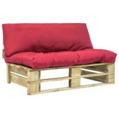 VIDAXL Divano Da Giardino Su Pallet Con Cuscini Rossi In Legno Pino