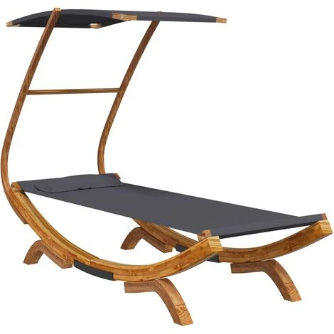 Lettino Con Tettuccio Struttura Letto - Letto Per Adulti 100x190x134 Cm In Legno Curvato Antracite BV237256 - BonneVie - immagine 2