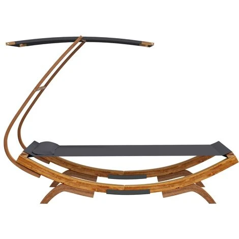 Lettino Con Tettuccio Struttura Letto - Letto Per Adulti 100x190x134 Cm In Legno Curvato Antracite BV237256 - BonneVie - immagine 4