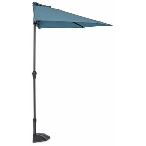 Ombrellone A Mezzaluna Con Base Centrale, Carrello: Blu