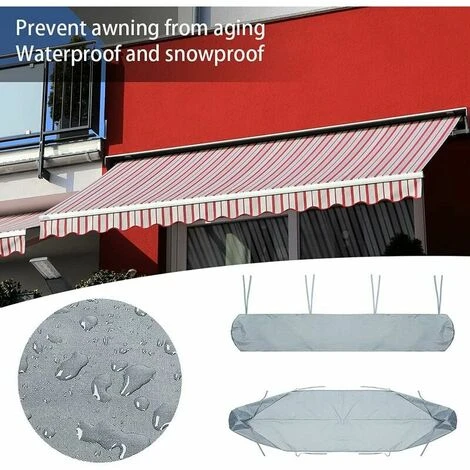 Borsa Di Copertura Per Tenda Da Sole 4 M Copertura Antipolvere Per Tenda Da Sole Per Patio Copertura Grigia Per Tenda Da Sole Per Veranda Protezione Invernale Impermeabile - immagine 2