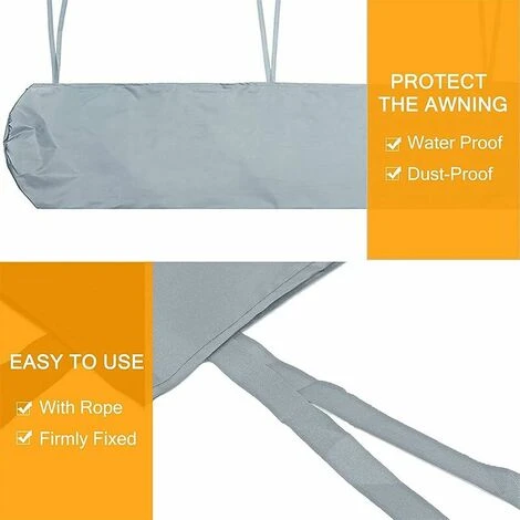 Borsa Di Copertura Per Tenda Da Sole 4 M Copertura Antipolvere Per Tenda Da Sole Per Patio Copertura Grigia Per Tenda Da Sole Per Veranda Protezione Invernale Impermeabile - immagine 5