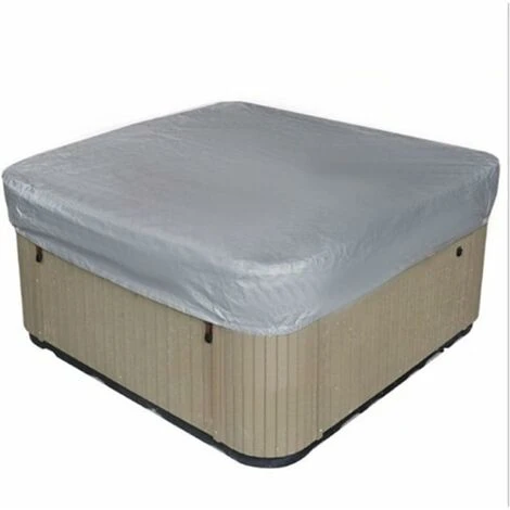 RHAFAYRE Copertura Per Vasca Idromassaggio Quadrata Per Spa, Copertura Per Vasca Da Bagno Da Giardino Rettangolare In Tessuto Oxford 210D Resistente Al Vento E Ai Raggi UV (218x218x30cm,Argento)
