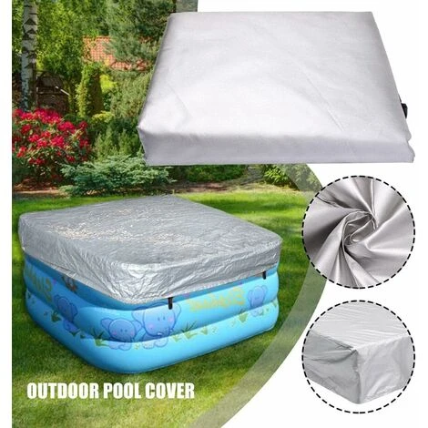 RHAFAYRE Copertura Per Vasca Idromassaggio Quadrata Per Spa, Copertura Per Vasca Da Bagno Da Giardino Rettangolare In Tessuto Oxford 210D Resistente Al Vento E Ai Raggi UV (218x218x30cm,Argento) - immagine 2